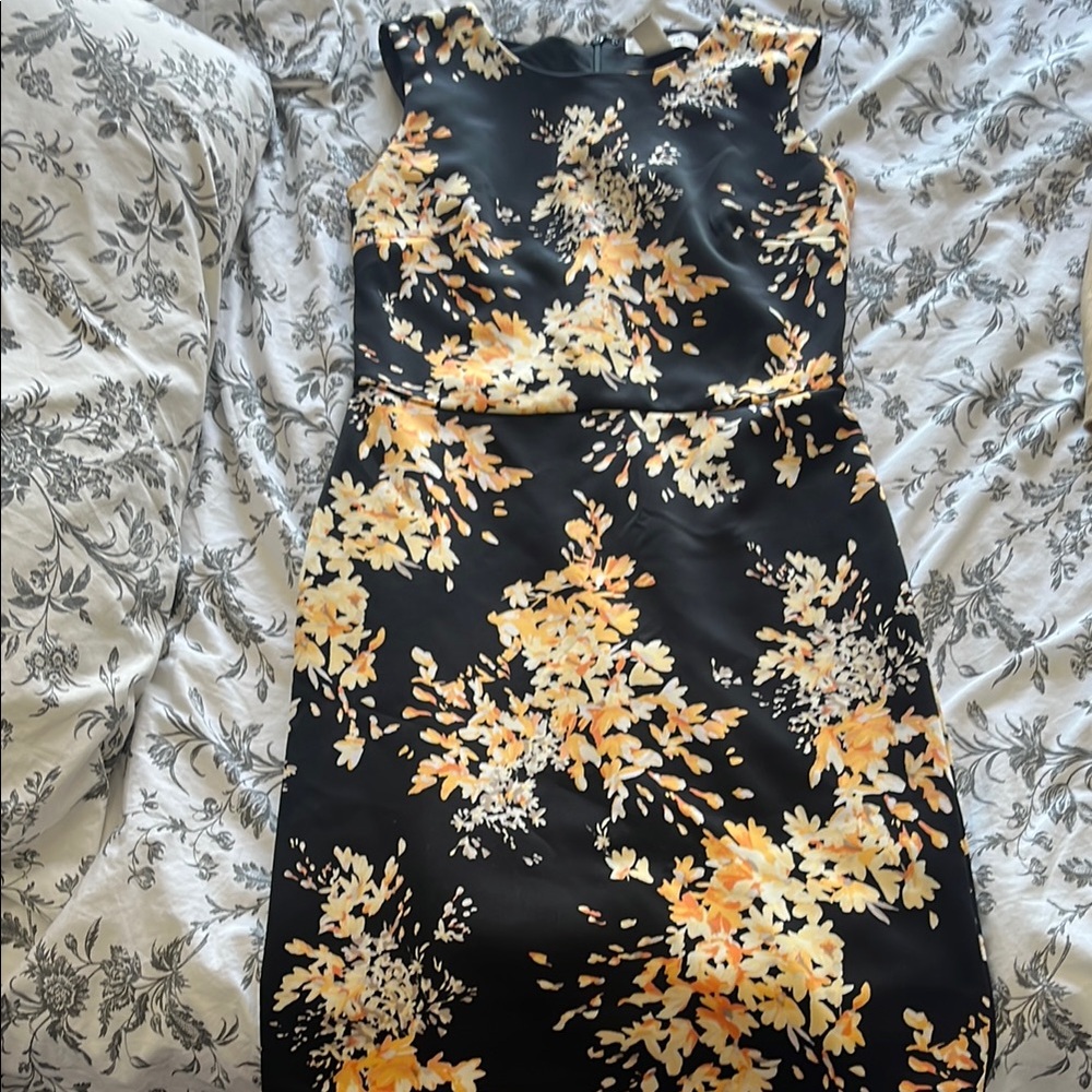 Floral Black and Yellow Dress